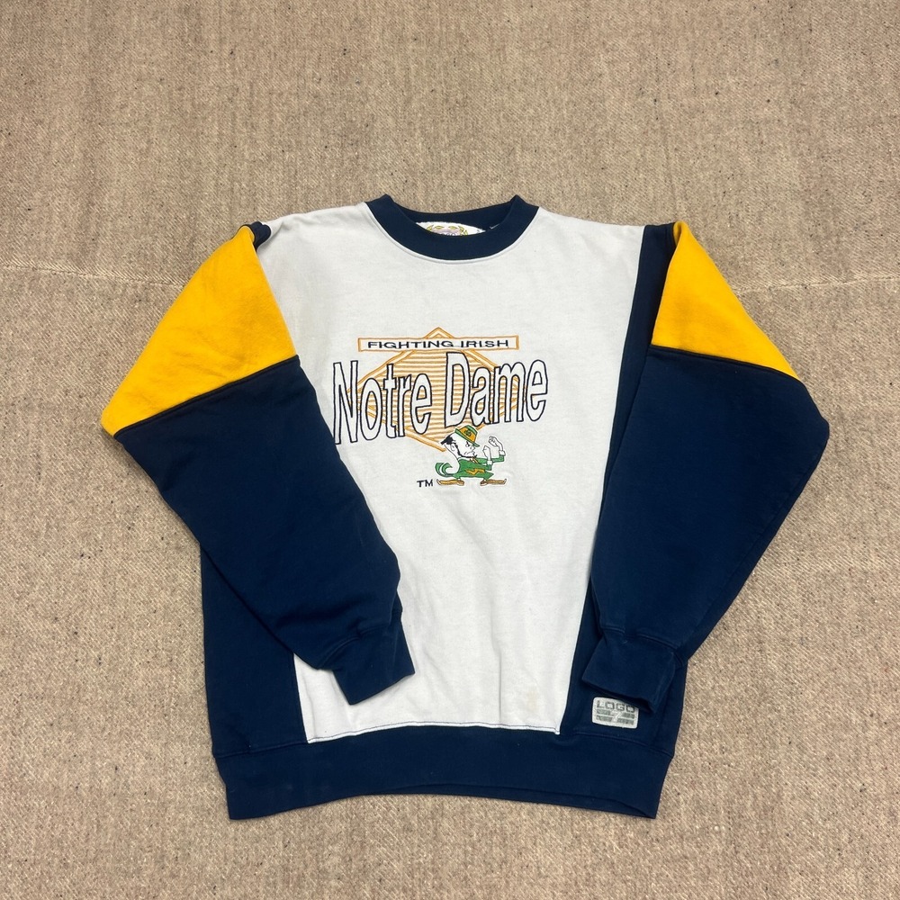 Vintage Fighting Irish Notre Dame Sweatshirt Mens Small White 1990s